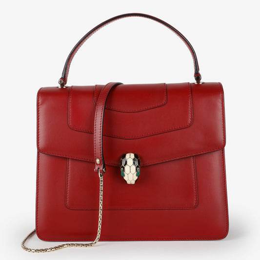 Serpenti Forever Top Handle, Red Calfskin