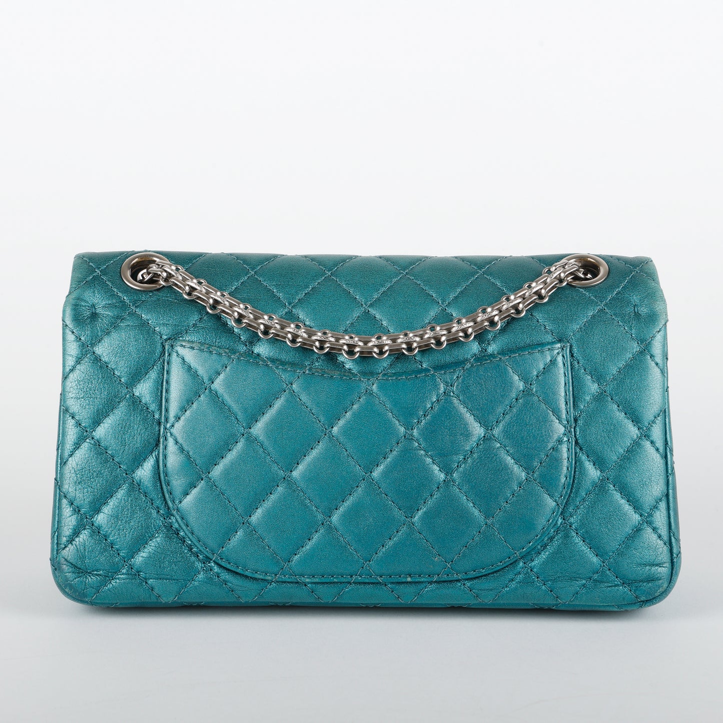Medium Reissue 2.55 Double Flap, Metallic Turquoise Aged Calfskin
