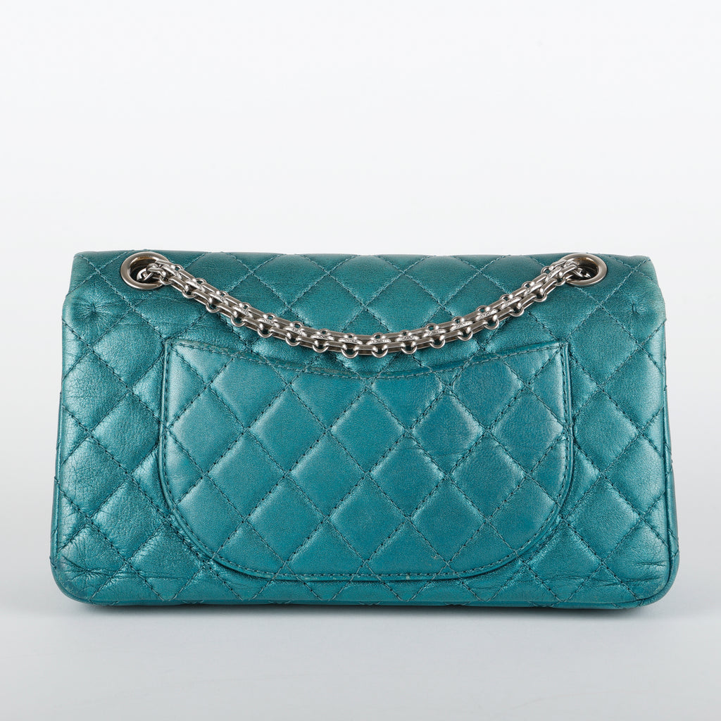 Medium Reissue 2.55 Double Flap, Metallic Turquoise Aged Calfskin