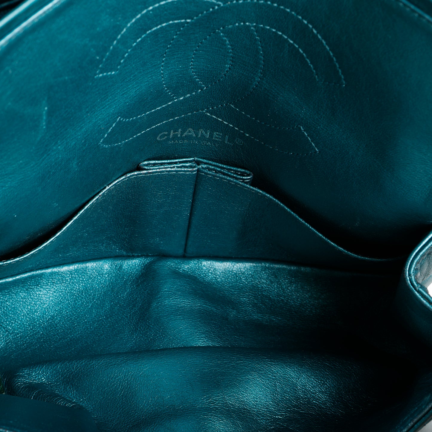 Medium Reissue 2.55 Double Flap, Metallic Turquoise Aged Calfskin