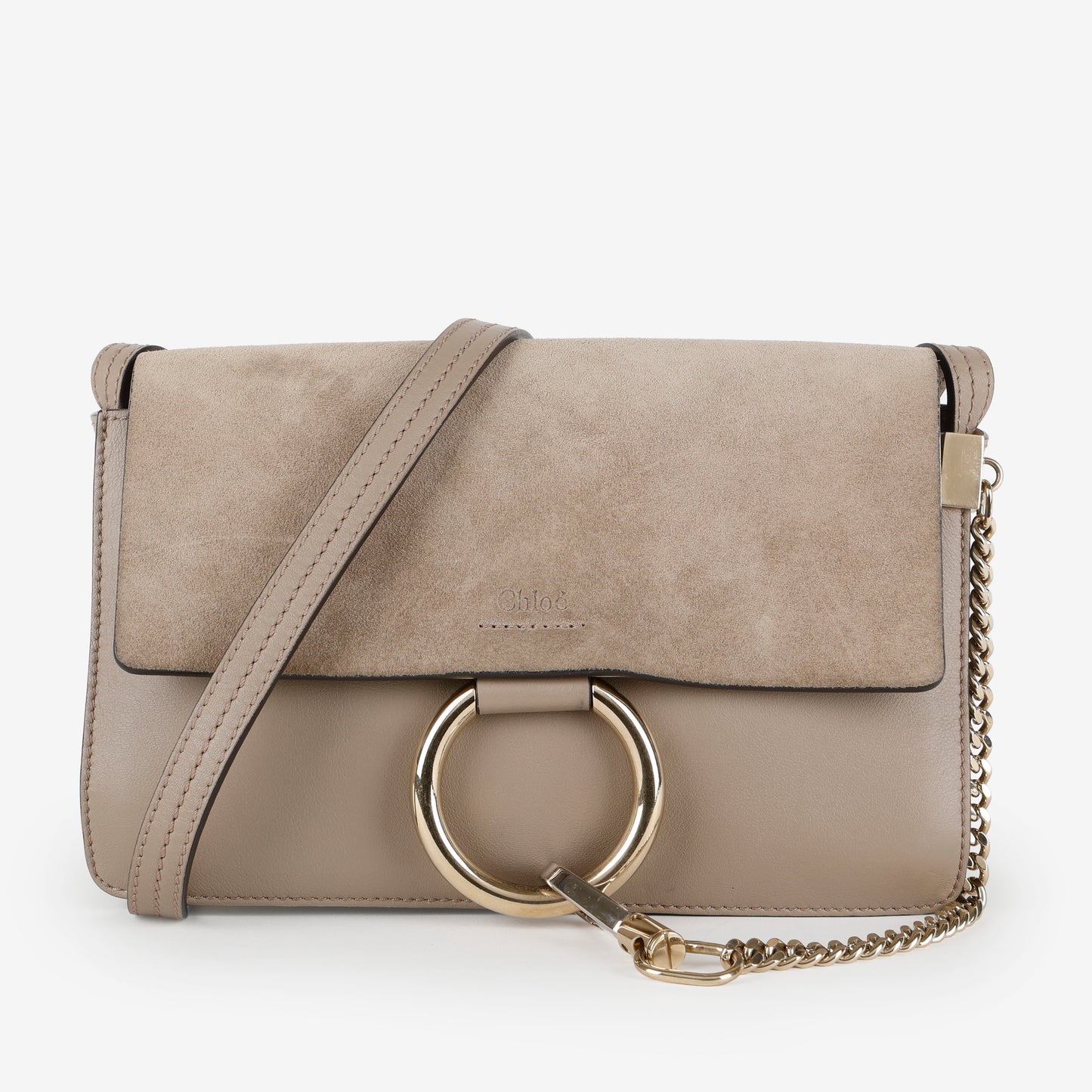 Small Faye Crossbody, Motty Gray Calfskin/Suede