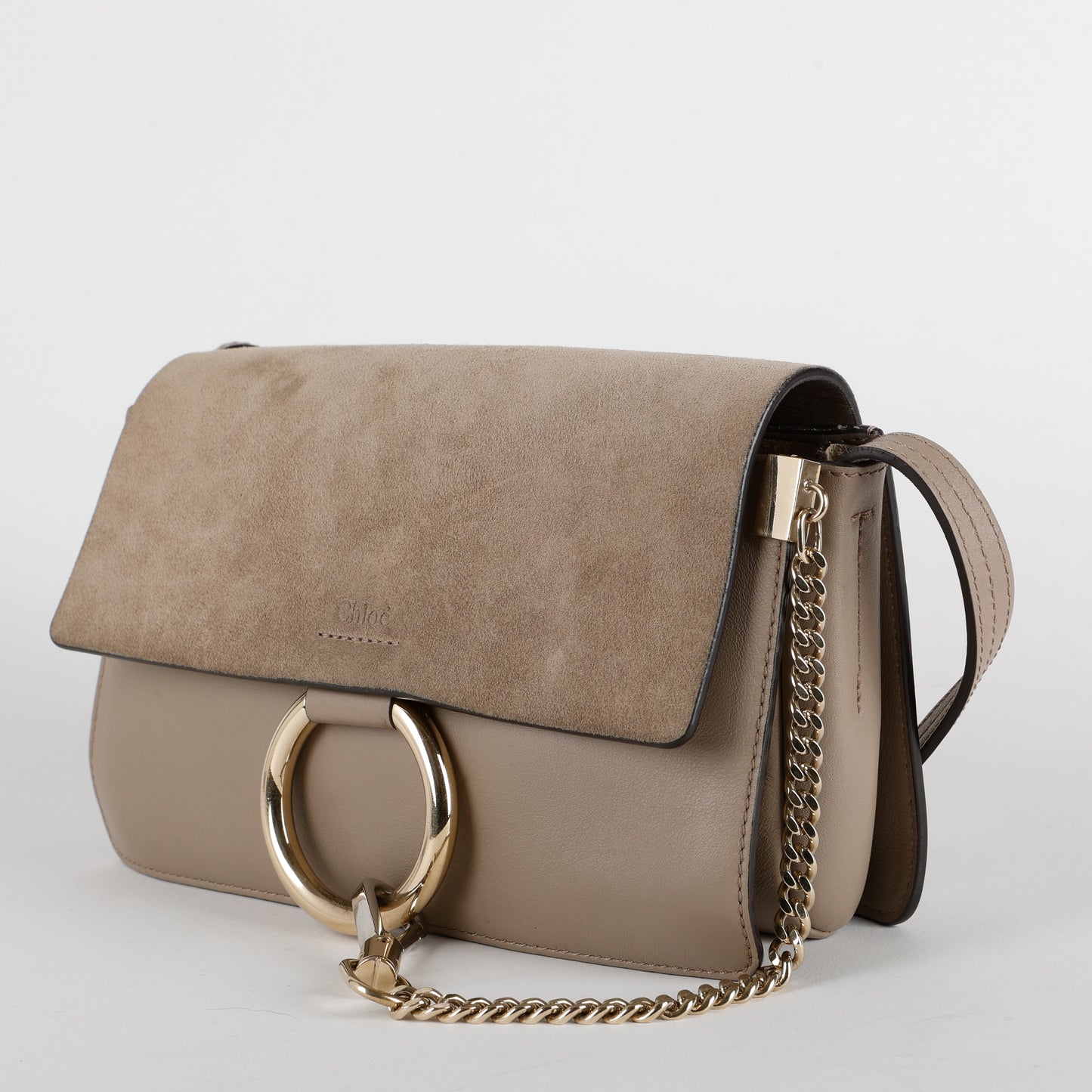 Small Faye Crossbody, Motty Gray Calfskin/Suede