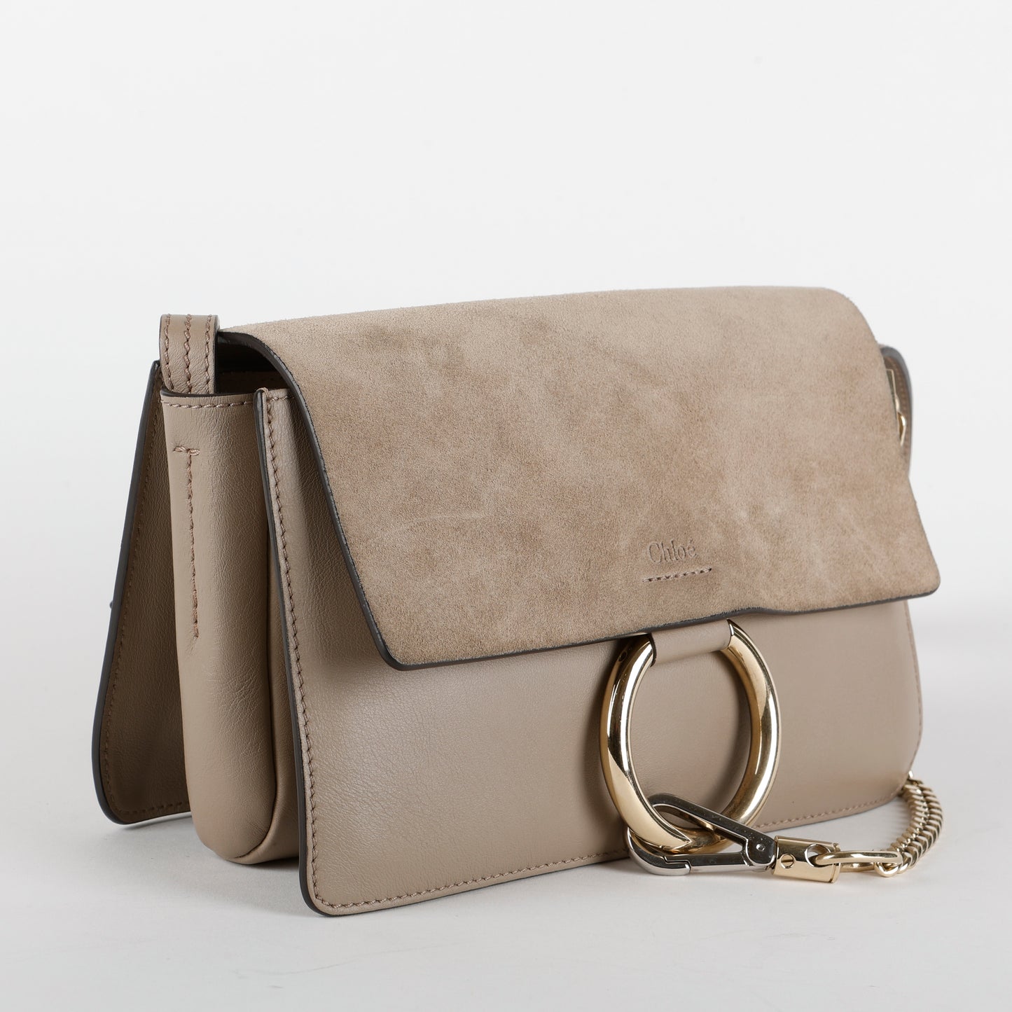Small Faye Crossbody, Motty Gray Calfskin/Suede