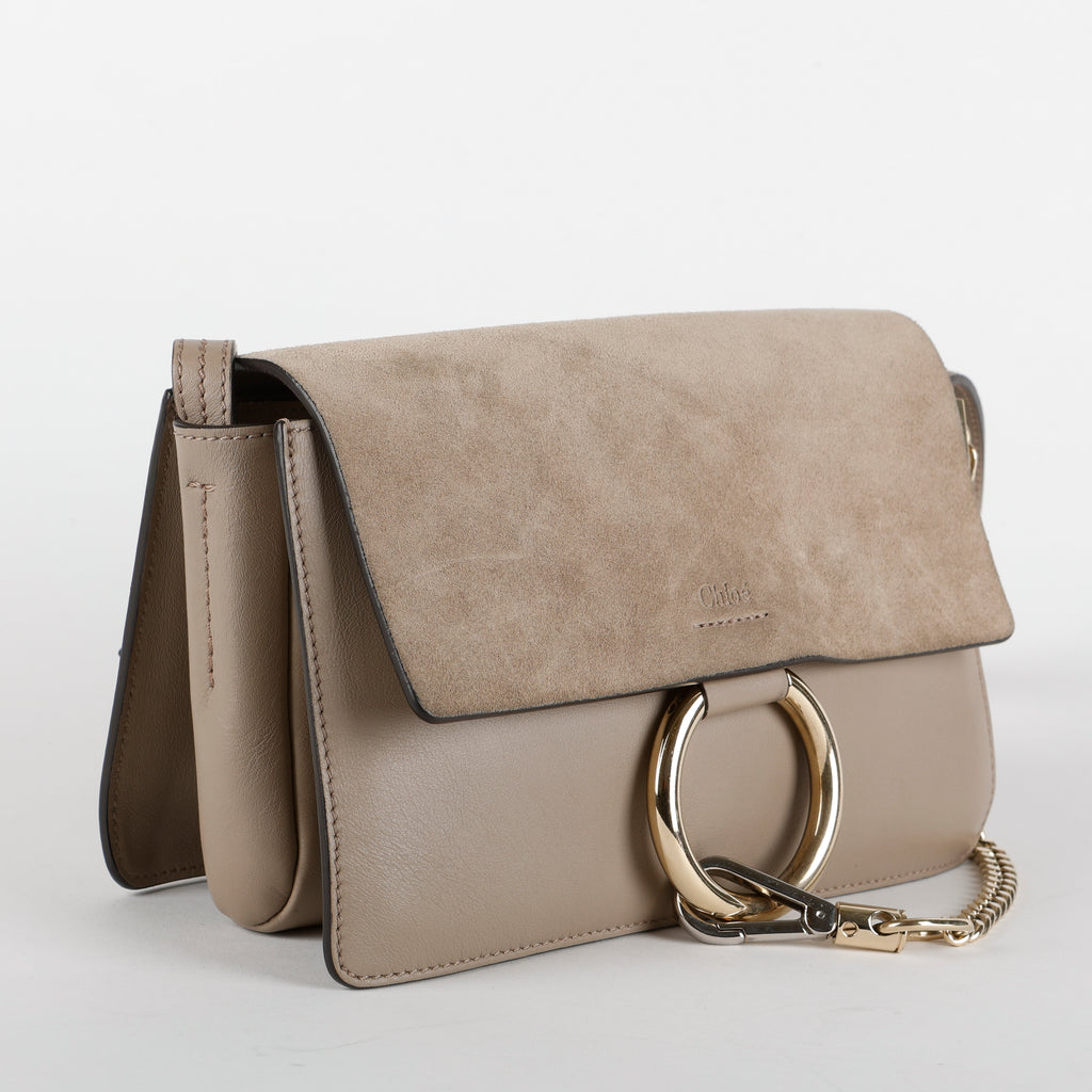 Small Faye Crossbody, Motty Gray Calfskin/Suede