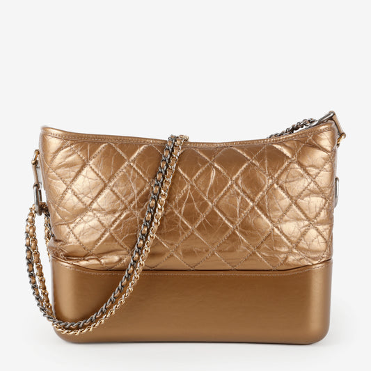 Medium Gabrielle Hobo Quilted Aged Calfskin, Bronze