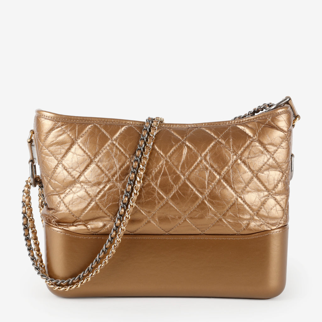 Medium Gabrielle Hobo Quilted Aged Calfskin, Bronze