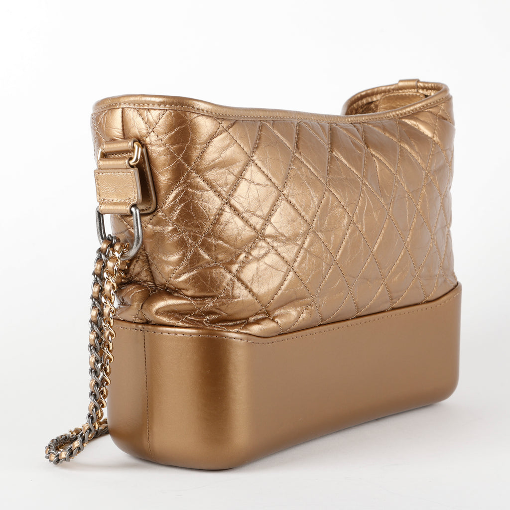 Medium Gabrielle Hobo Quilted Aged Calfskin, Bronze