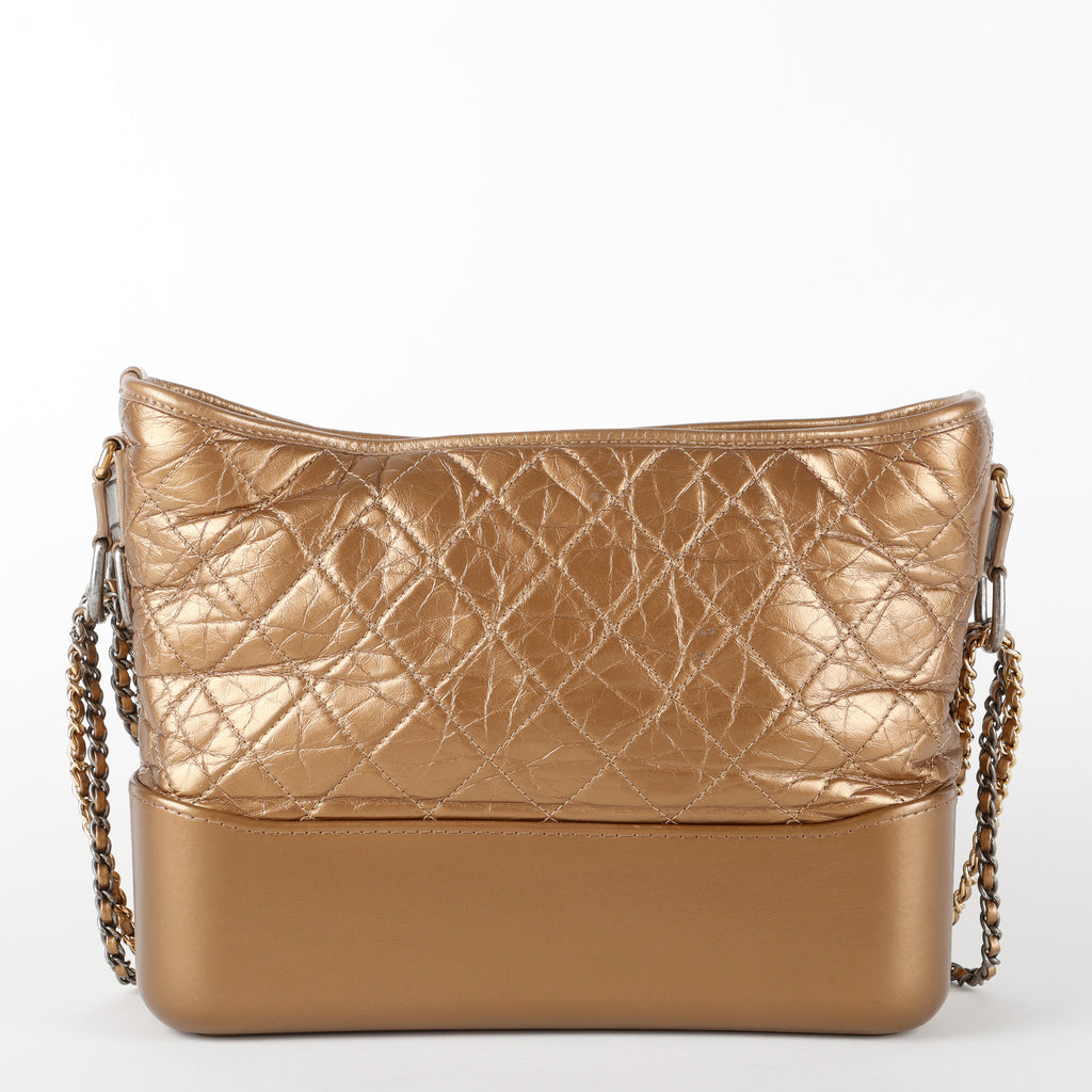 Medium Gabrielle Hobo Quilted Aged Calfskin, Bronze