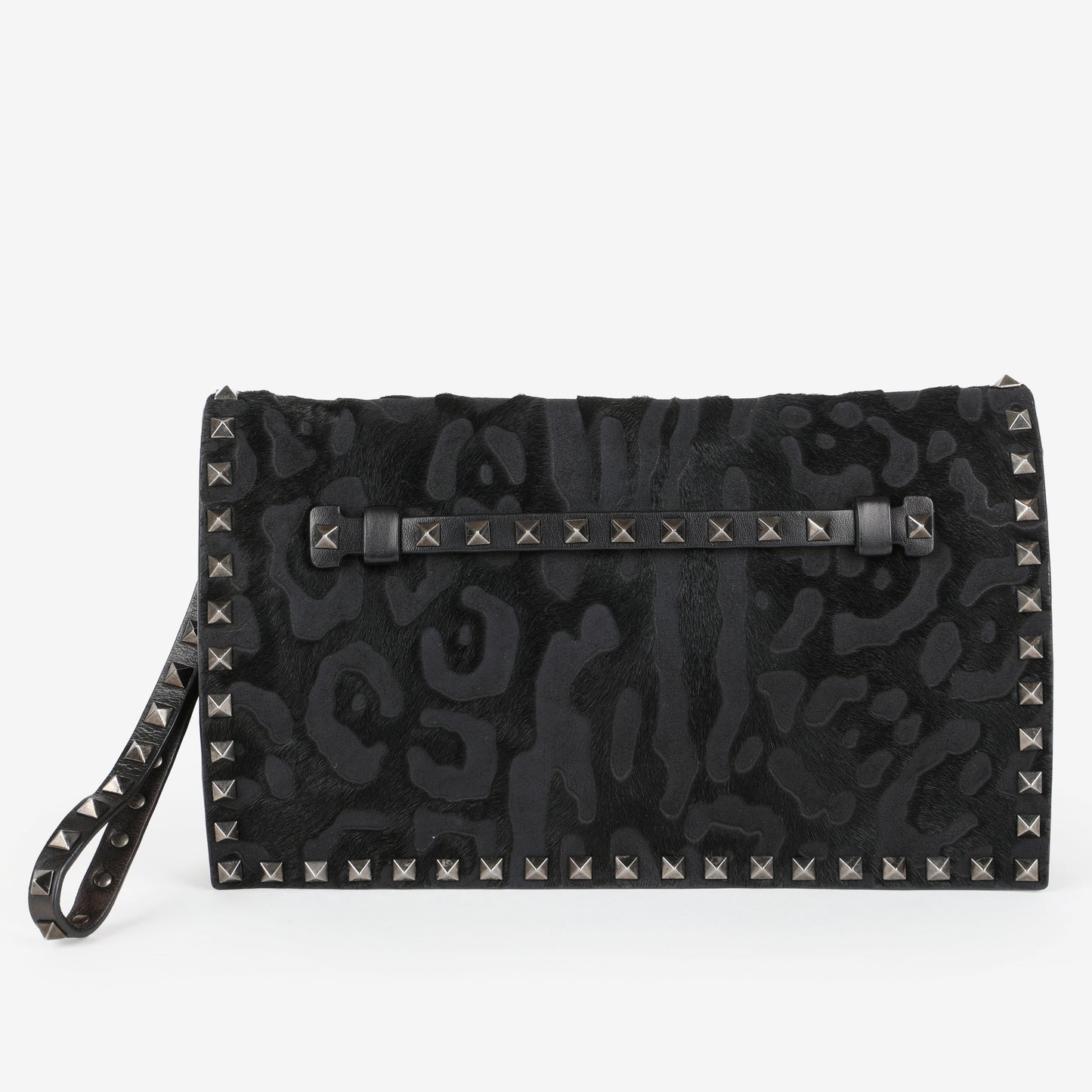 Camonior Patchwork Rockstud Clutch, Black