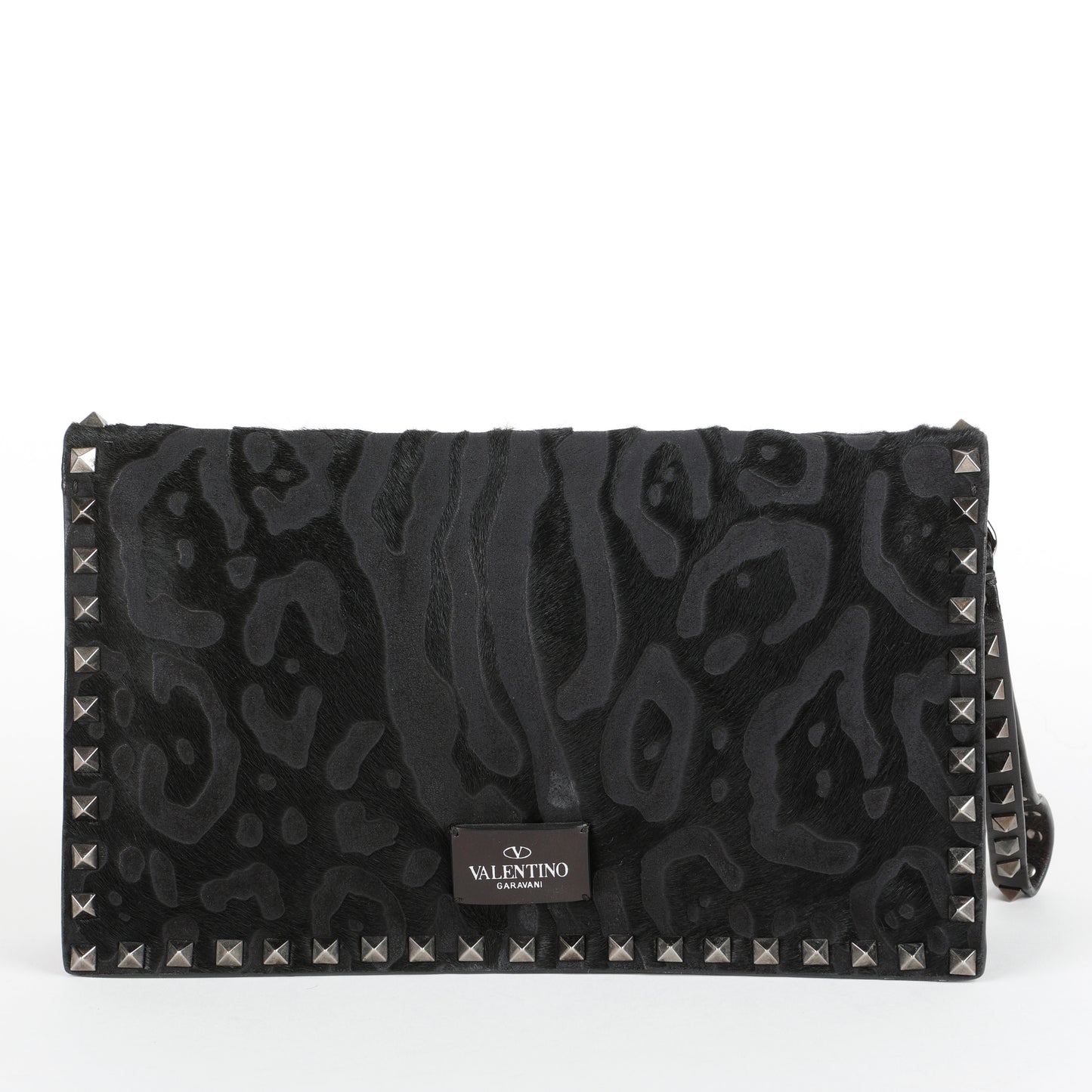 Camonior Patchwork Rockstud Clutch, Black
