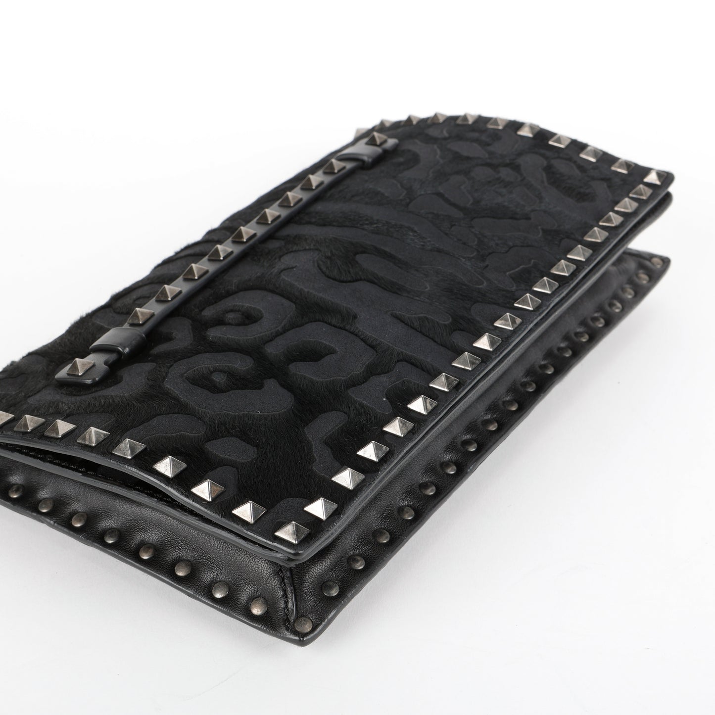 Camonior Patchwork Rockstud Clutch, Black