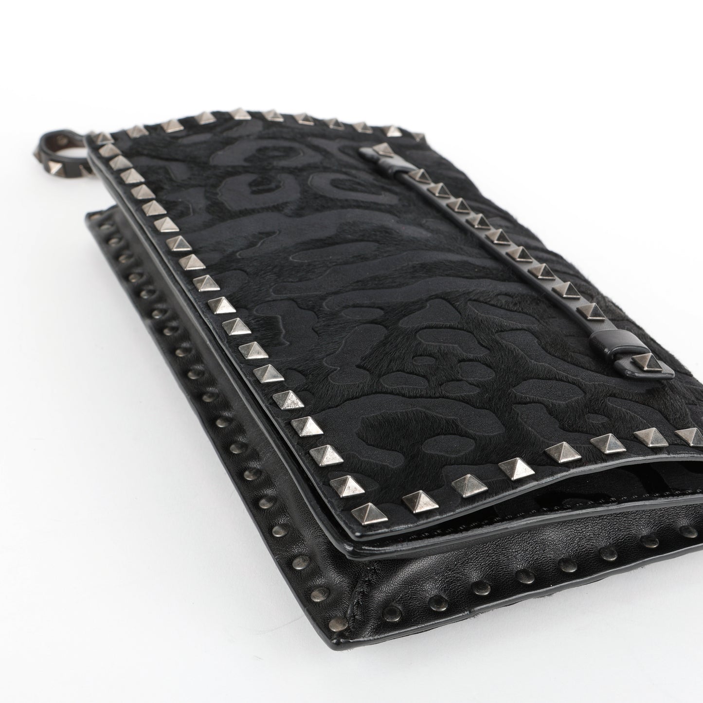 Camonior Patchwork Rockstud Clutch, Black