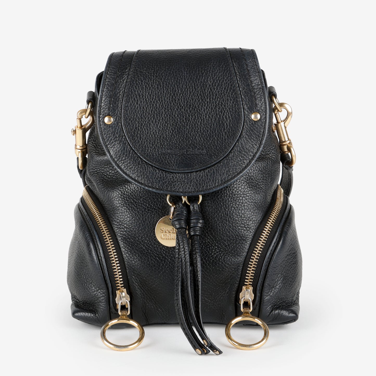 Olga Convertible Backpack, Black Calfskin