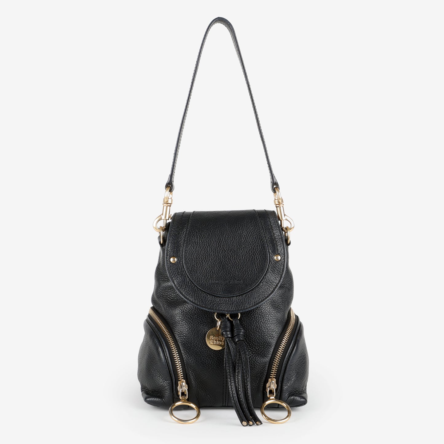 Olga Convertible Backpack, Black Calfskin