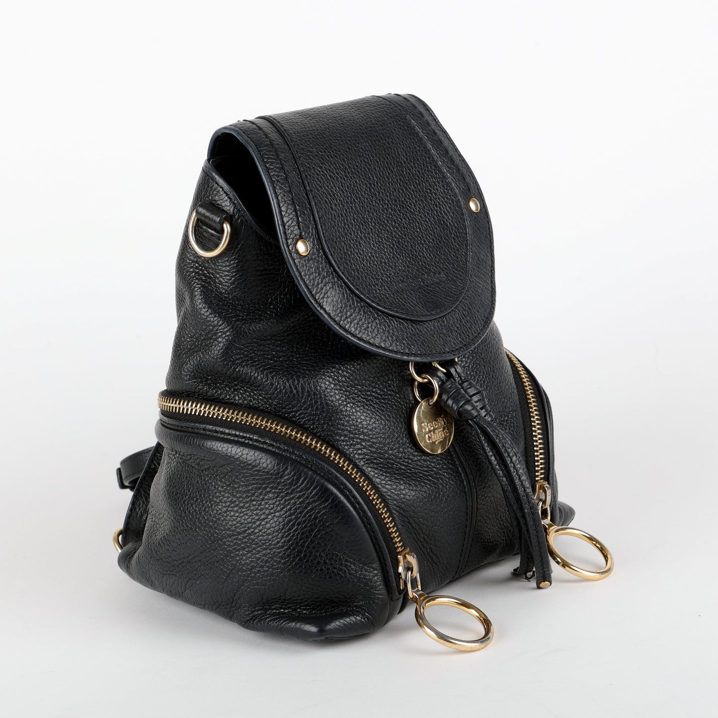 Olga Convertible Backpack, Black Calfskin