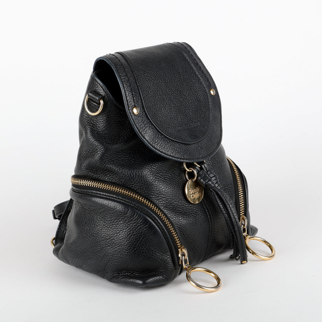 Olga Convertible Backpack, Black Calfskin