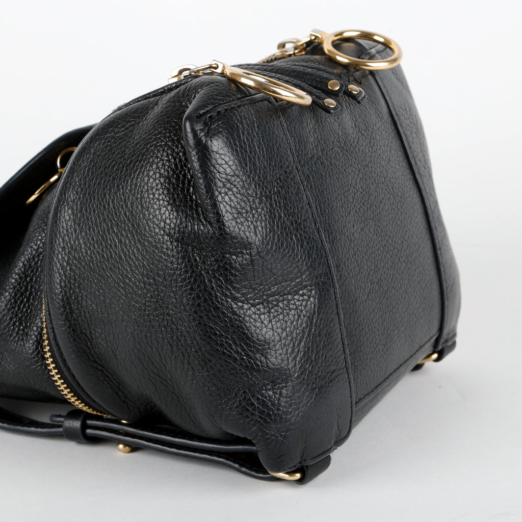 Olga Convertible Backpack, Black Calfskin