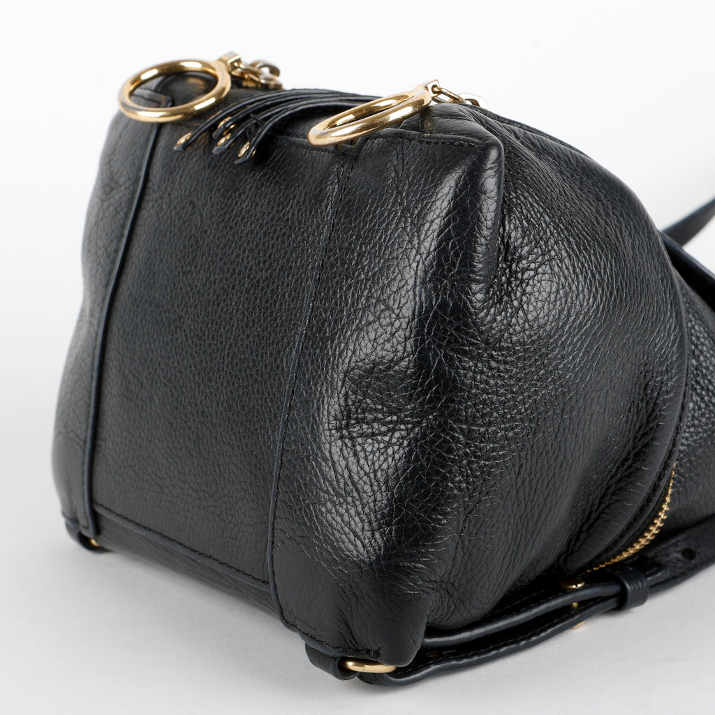 Olga Convertible Backpack, Black Calfskin