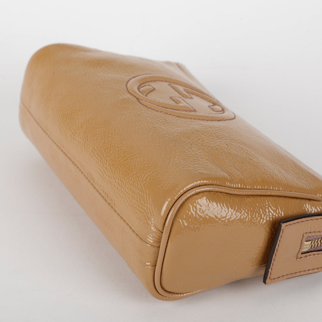 Soho Clutch, Tan Patent Calfskin