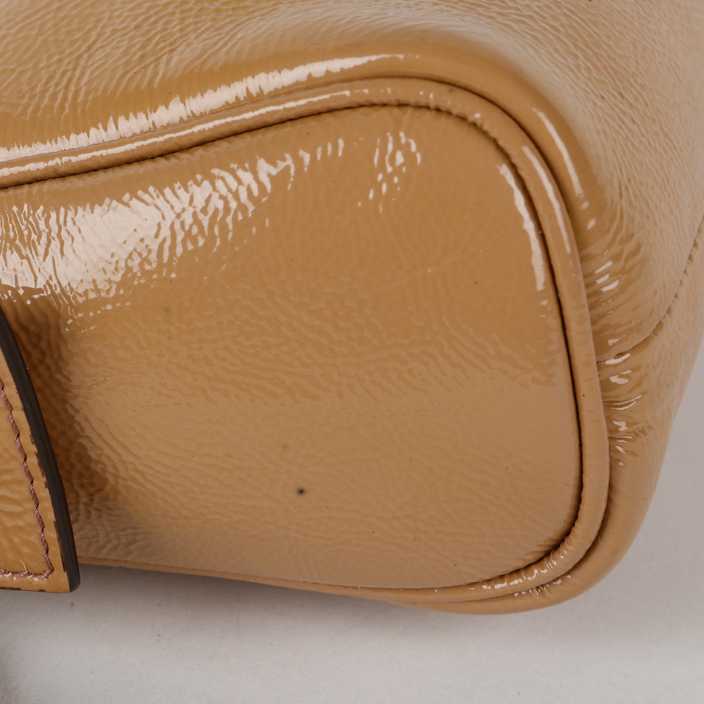 Soho Clutch, Tan Patent Calfskin