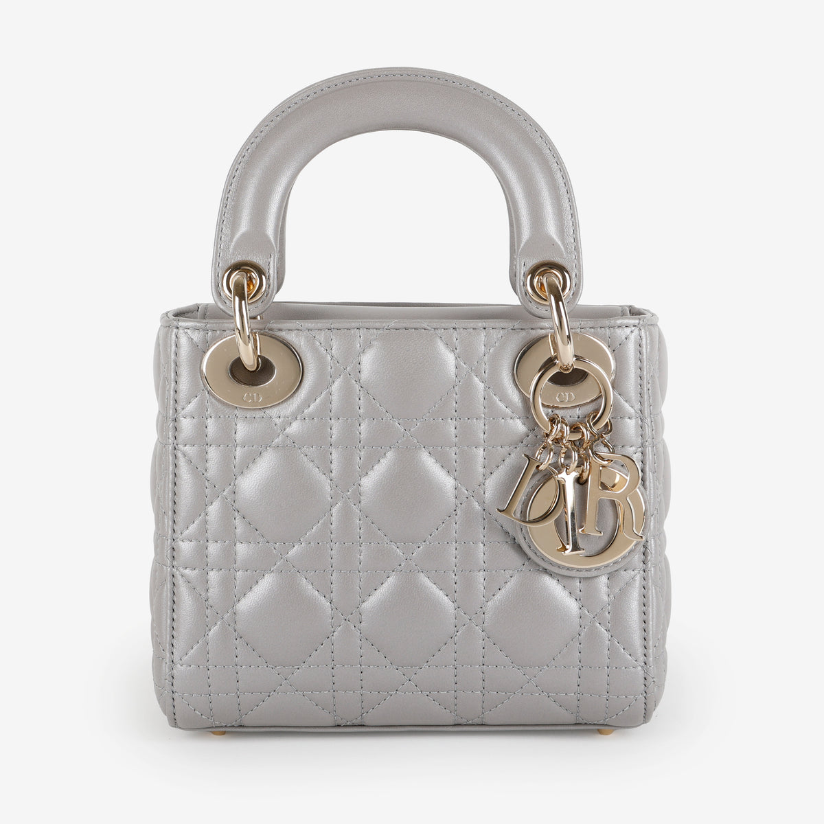 Mini Lady Dior, Metallic Gray Lambskin