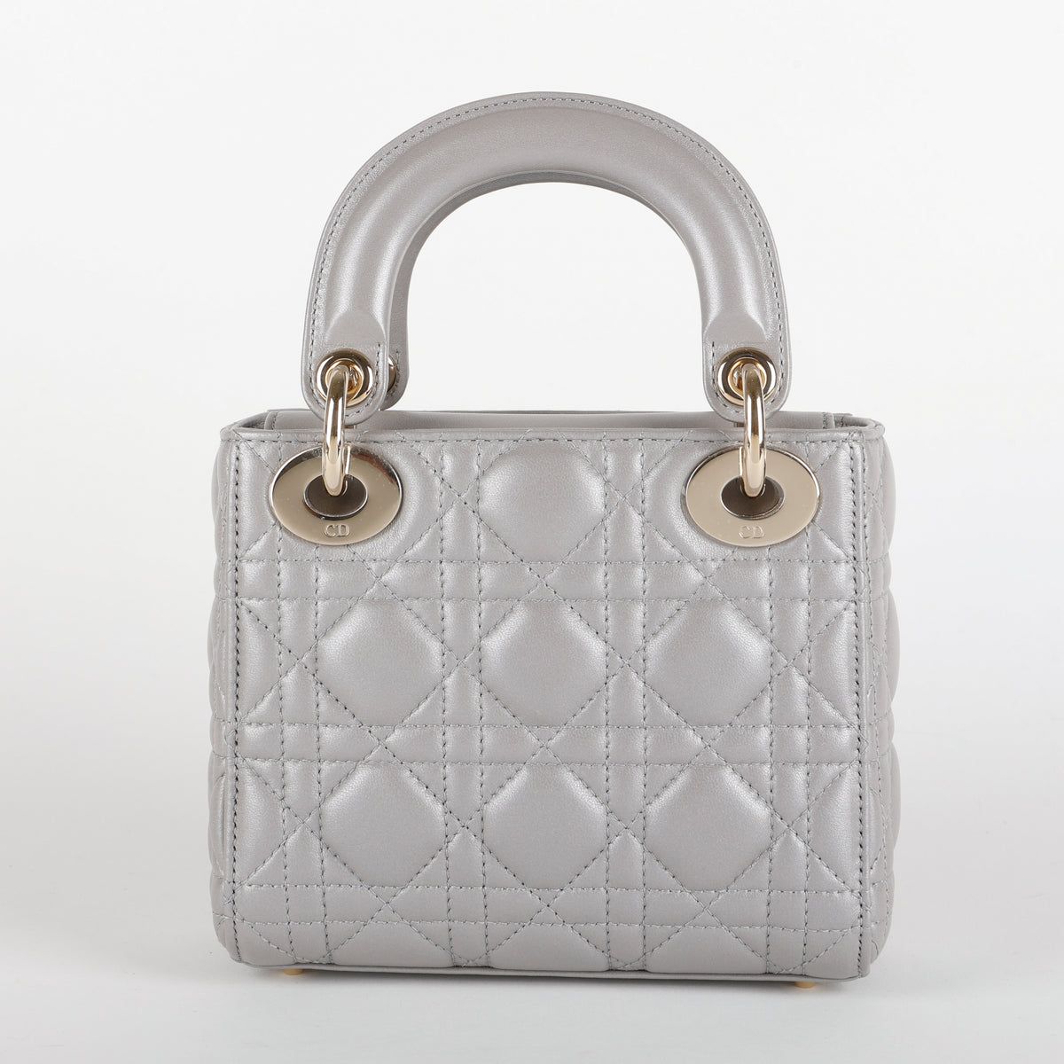 Mini Lady Dior, Metallic Gray Lambskin