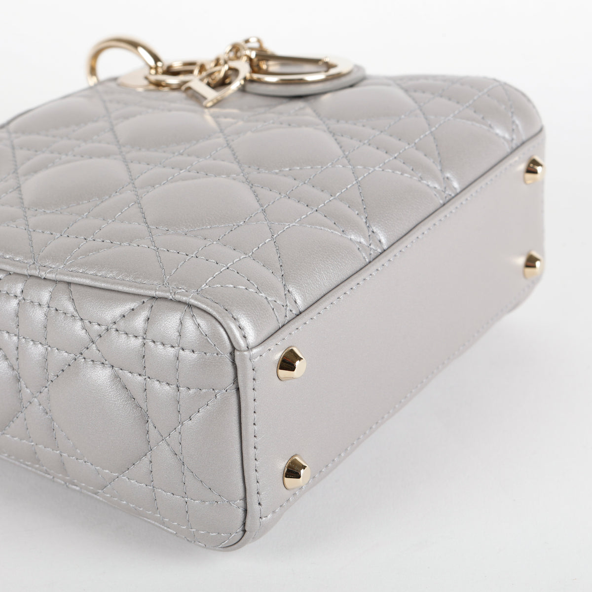 Mini Lady Dior, Metallic Gray Lambskin