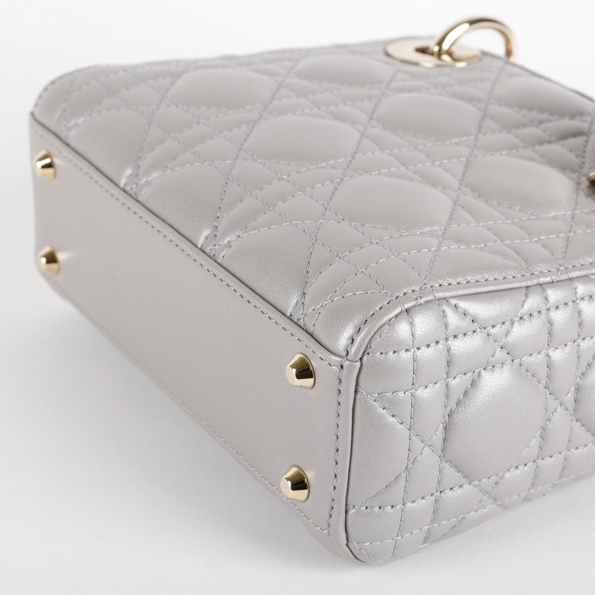 Mini Lady Dior, Metallic Gray Lambskin