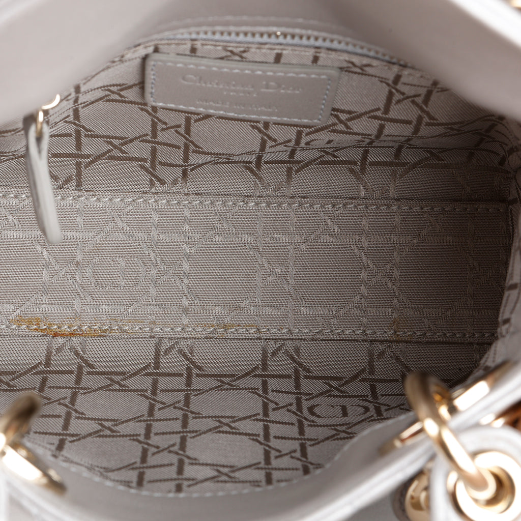 Mini Lady Dior, Metallic Gray Lambskin