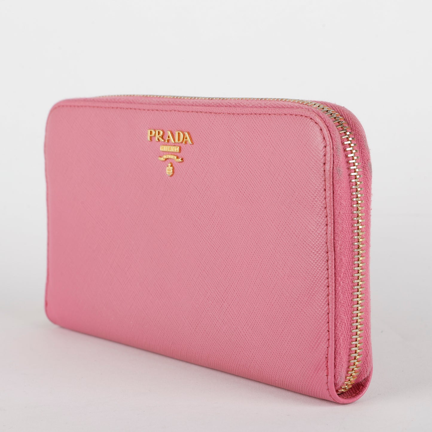 Zip Around Wallet, Pink Saffiano