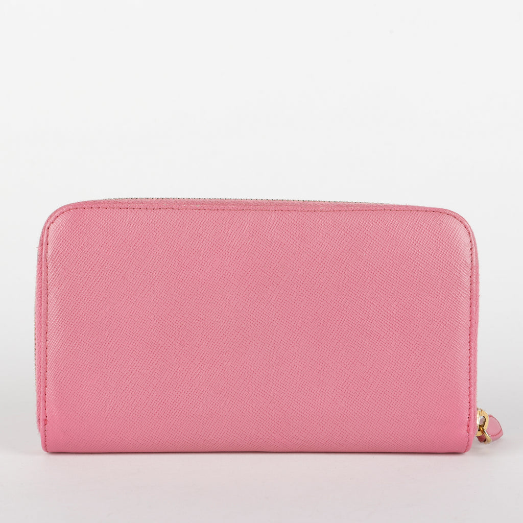 Zip Around Wallet, Pink Saffiano