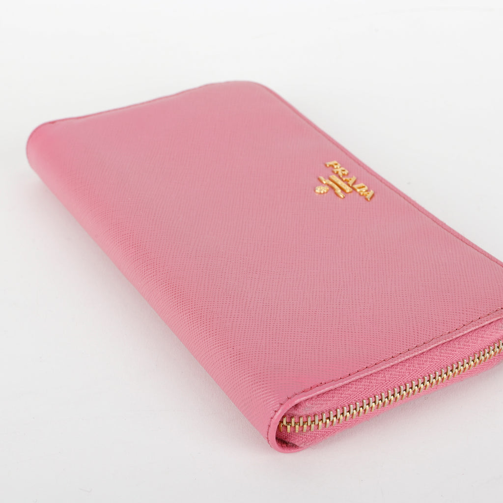 Zip Around Wallet, Pink Saffiano