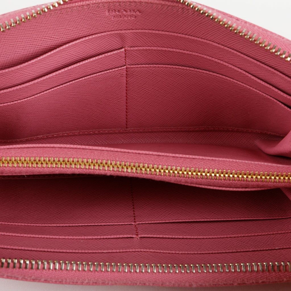 Zip Around Wallet, Pink Saffiano