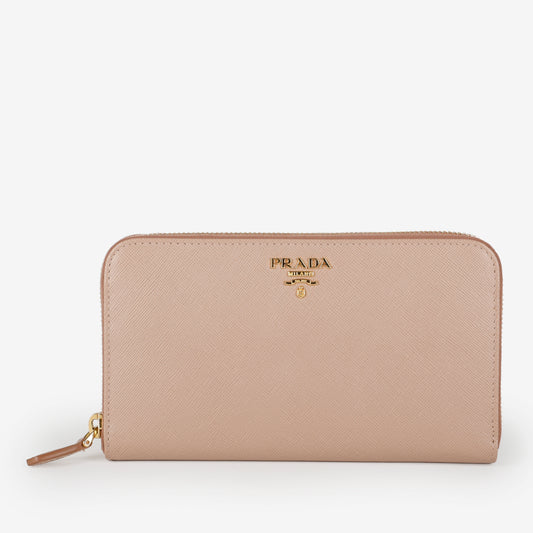 Zip Around Wallet, Taupe Saffiano