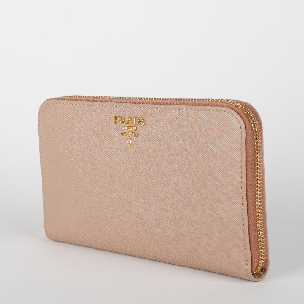 Zip Around Wallet, Taupe Saffiano
