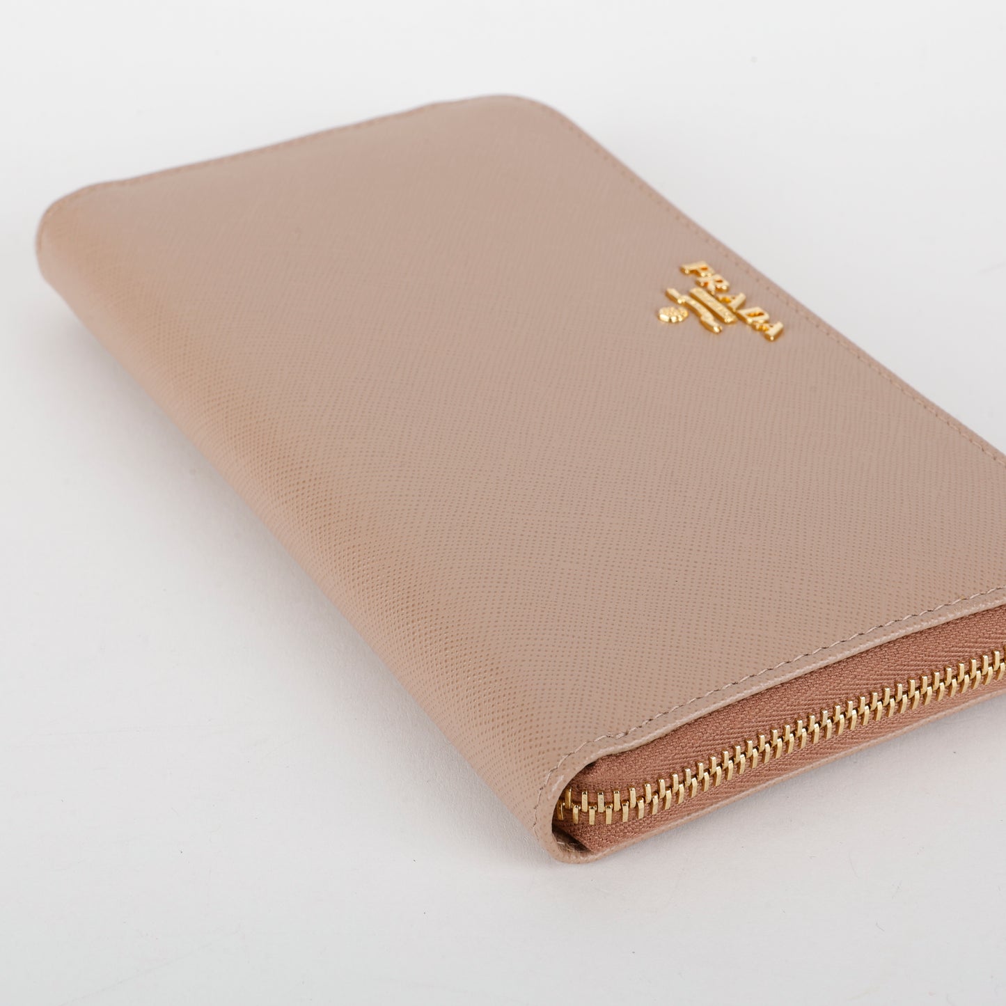 Zip Around Wallet, Taupe Saffiano