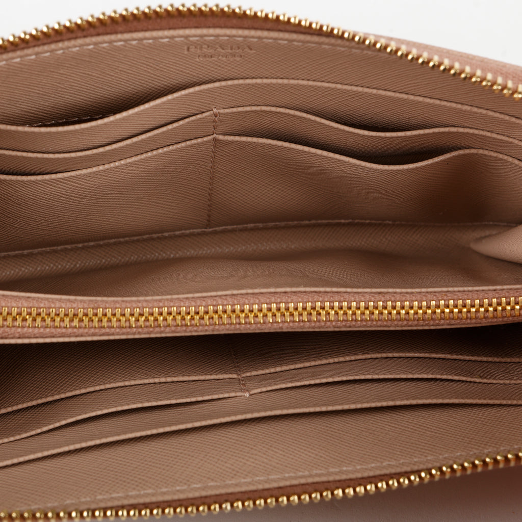 Zip Around Wallet, Taupe Saffiano