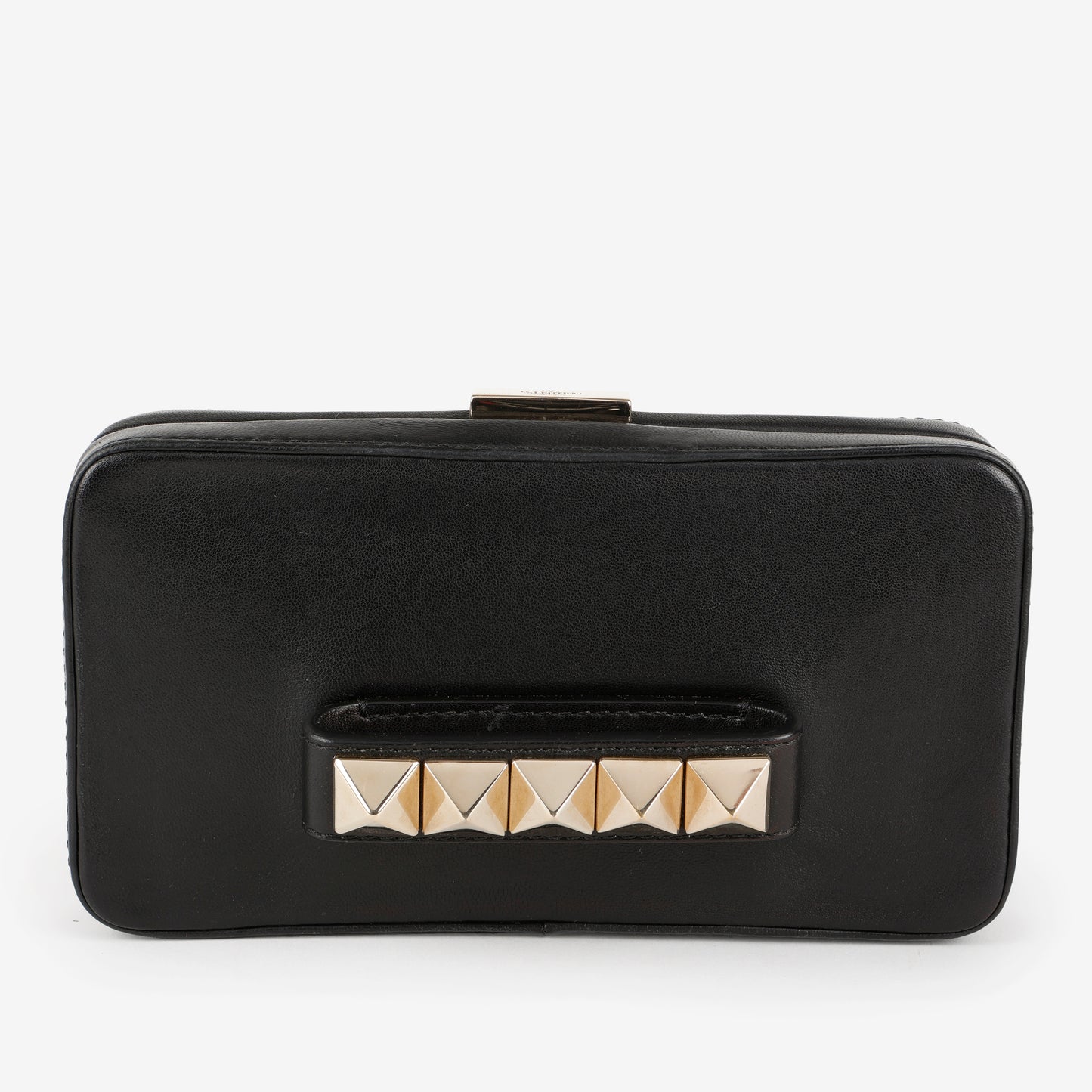 Rockstud Va Va Voom Clutch on Chain, Black Calfskin