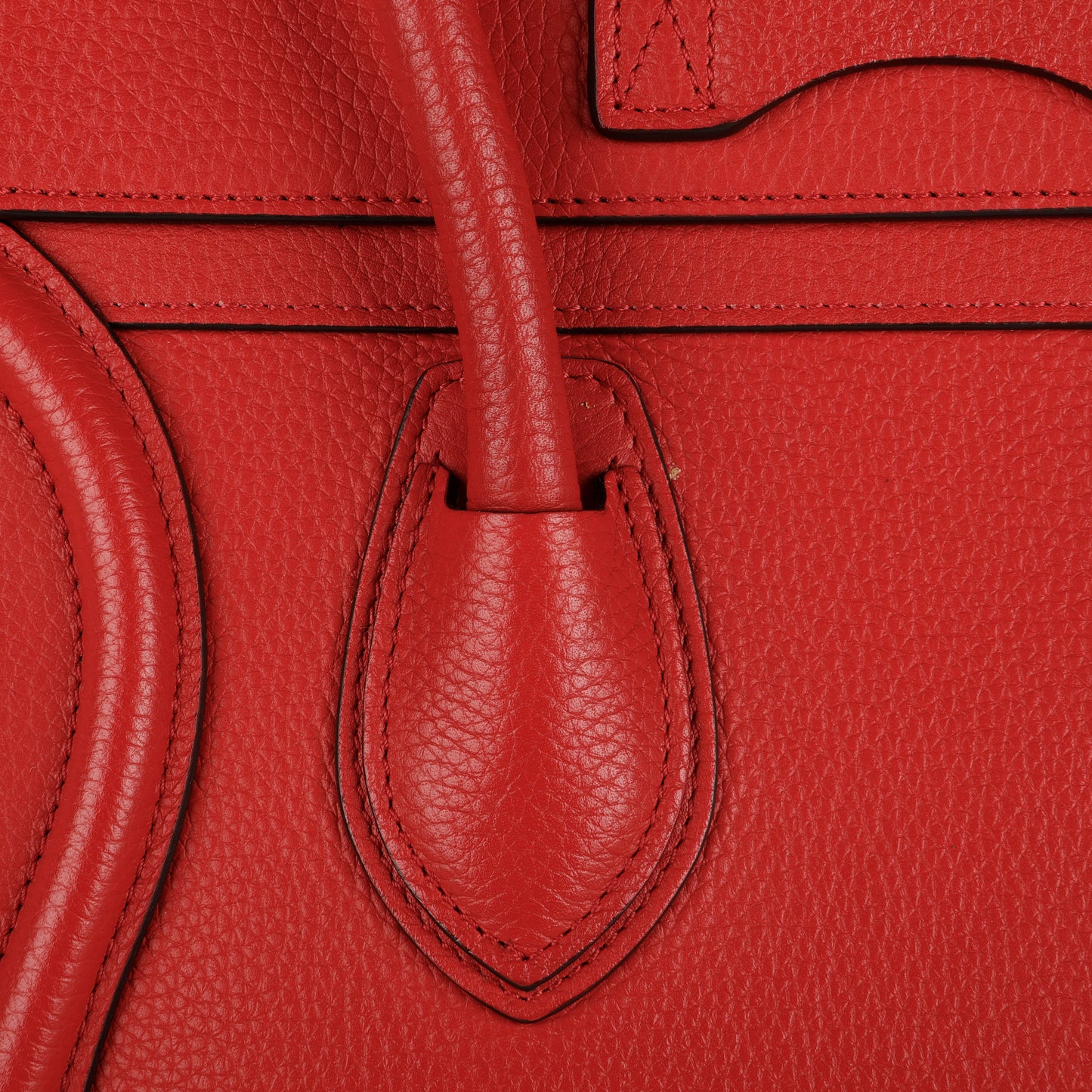 Micro Luggage Tote, Red Grained Calfskin
