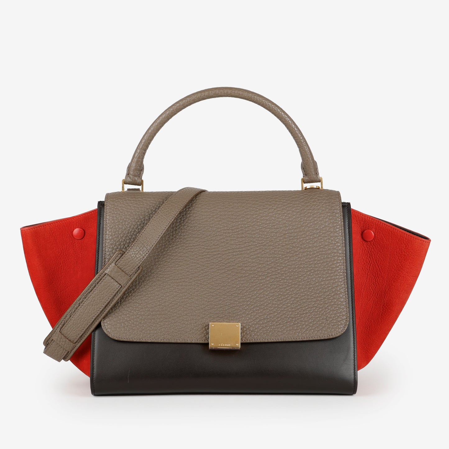 Small Trapeze Shoulder Bag, Black, Grey, Red