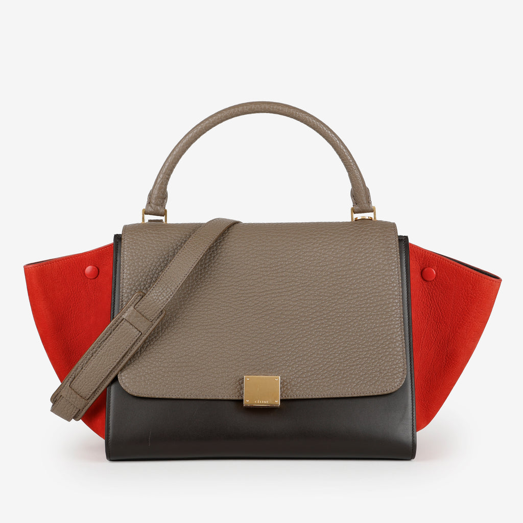 Small Trapeze Shoulder Bag, Black, Grey, Red