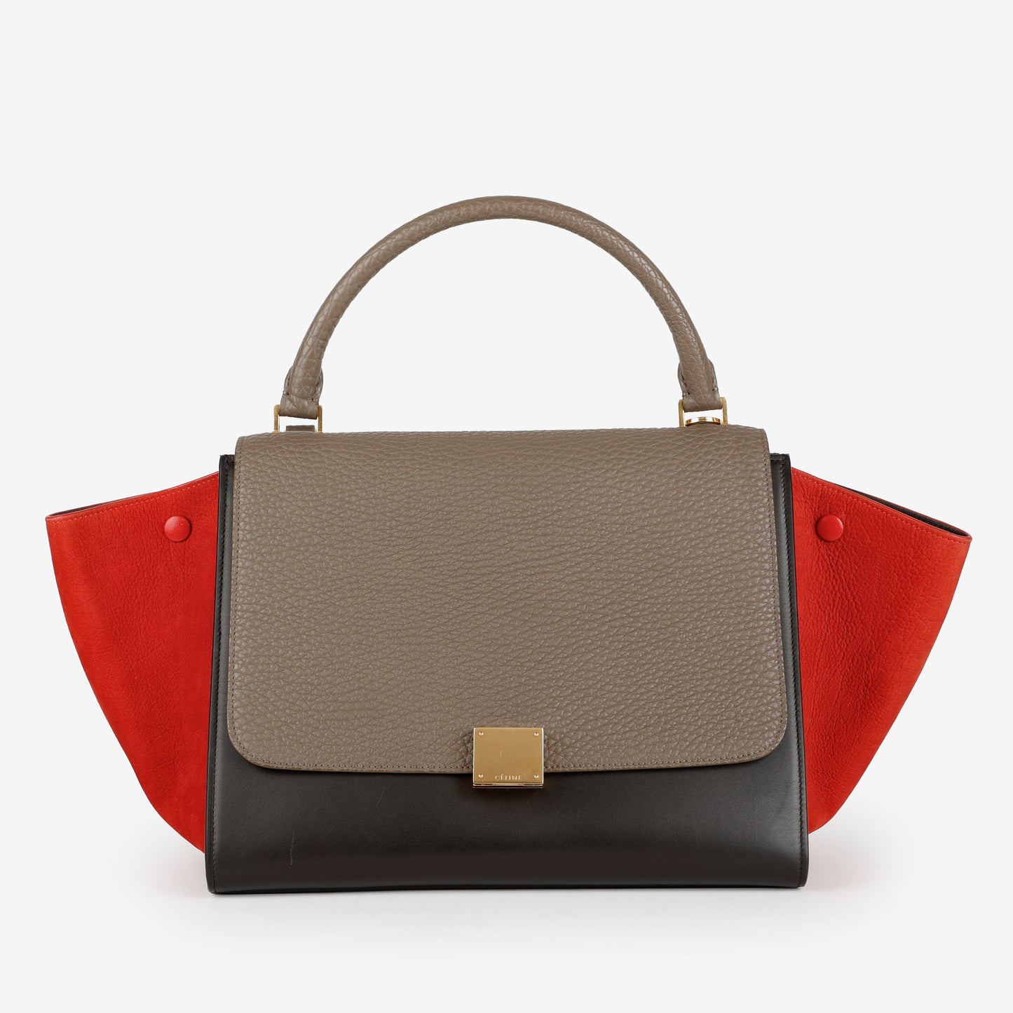 Small Trapeze Shoulder Bag, Black, Grey, Red