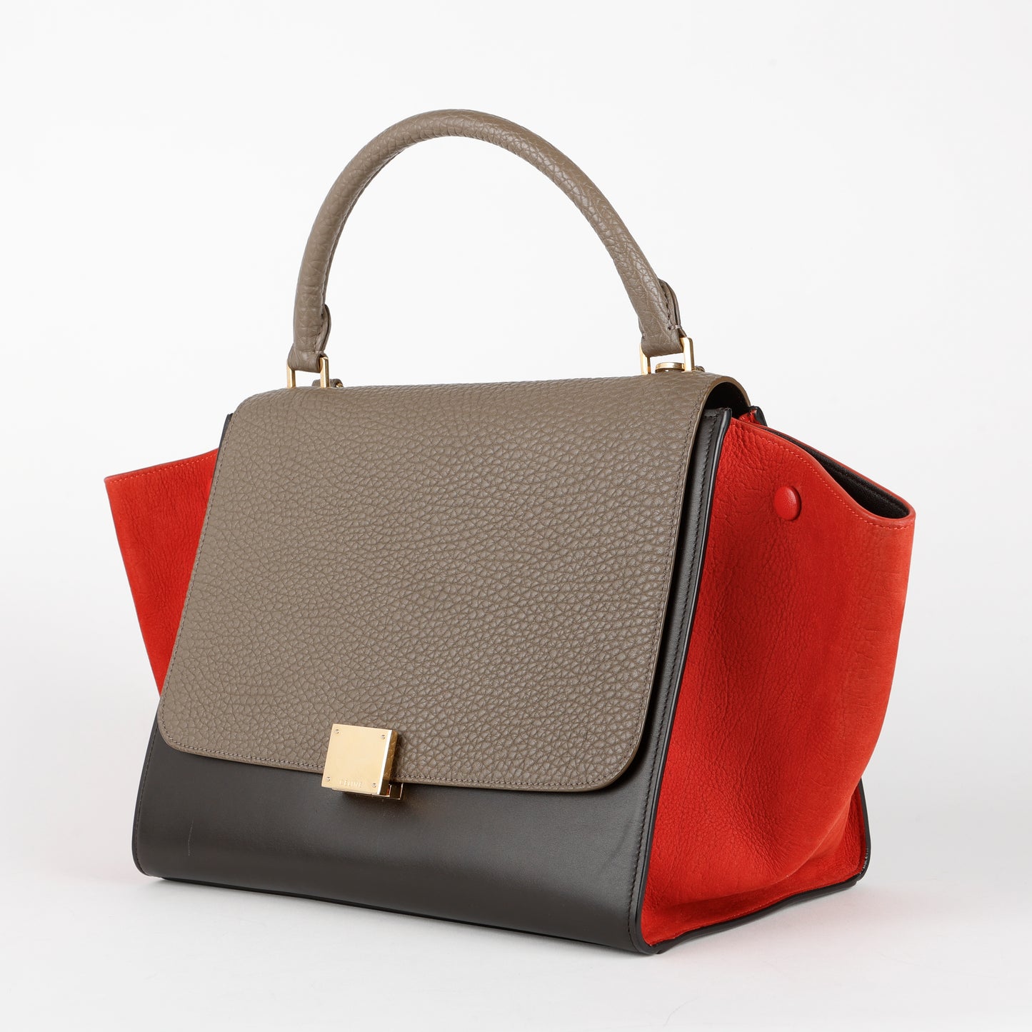 Small Trapeze Shoulder Bag, Black, Grey, Red