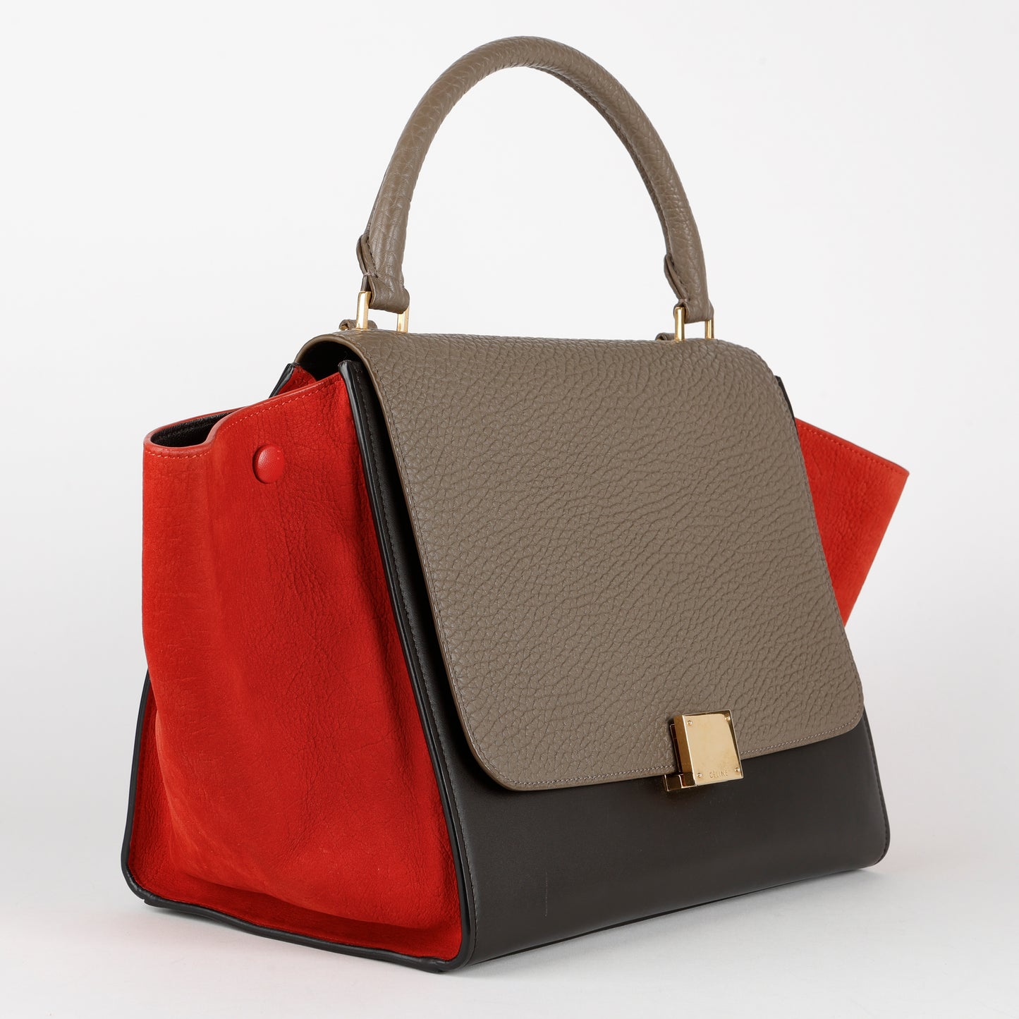 Small Trapeze Shoulder Bag, Black, Grey, Red
