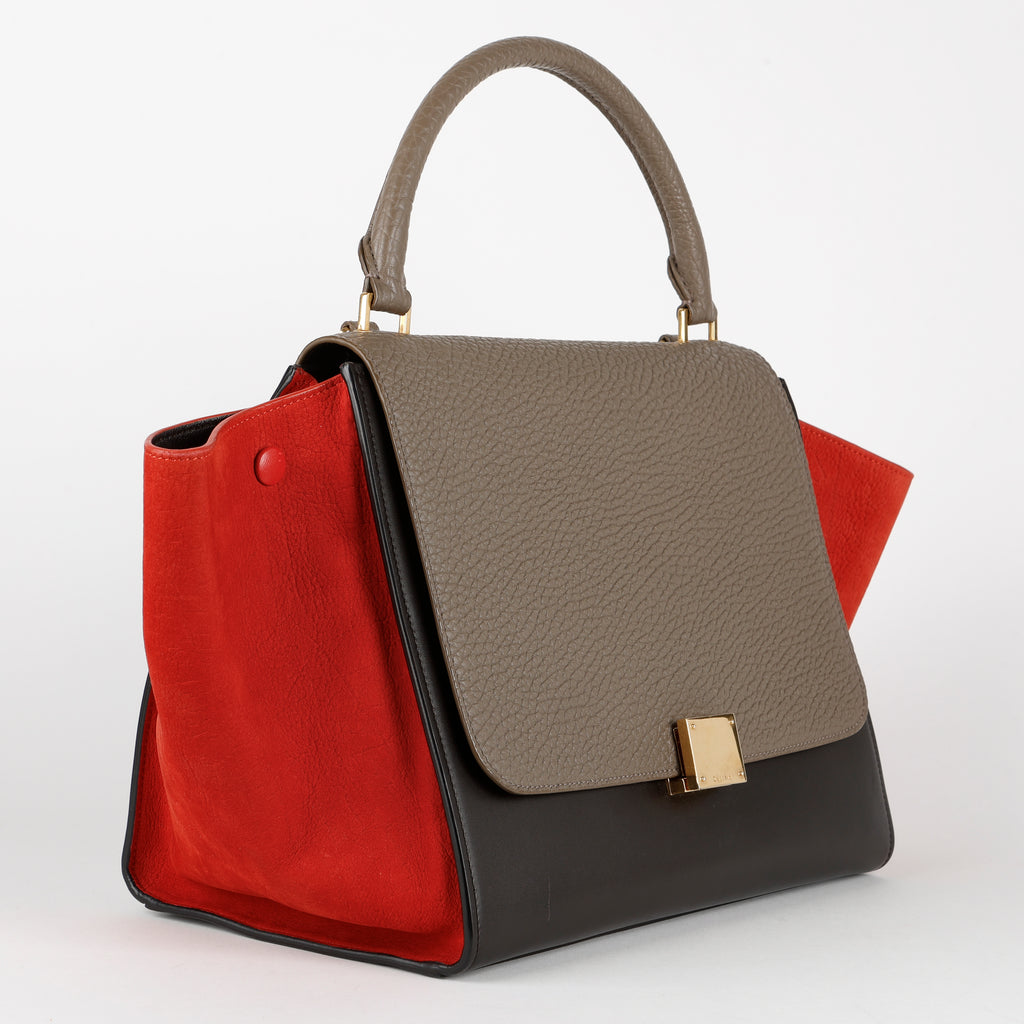 Small Trapeze Shoulder Bag, Black, Grey, Red