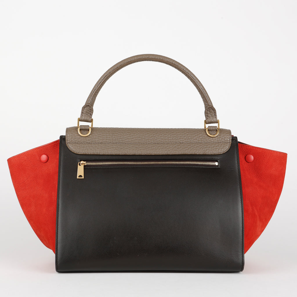 Small Trapeze Shoulder Bag, Black, Grey, Red