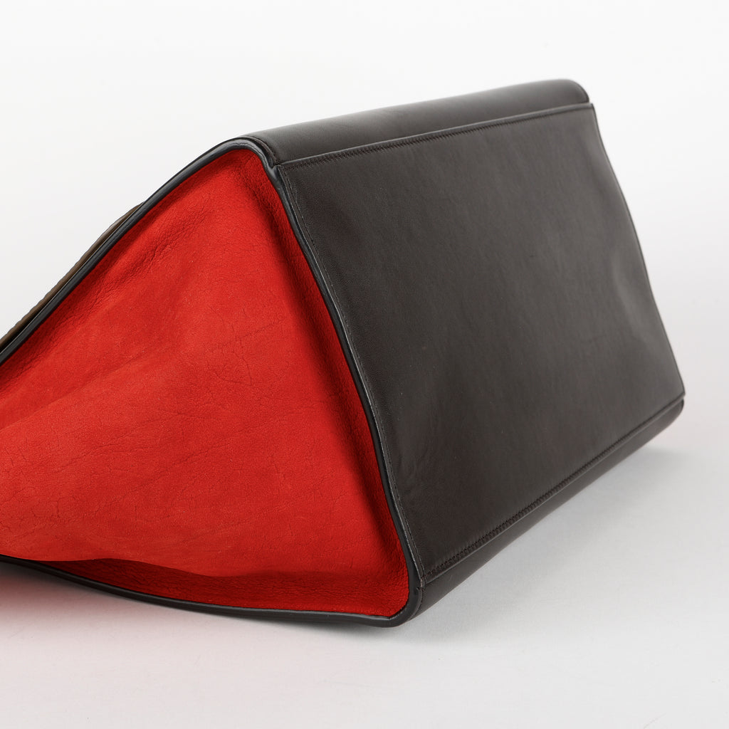 Small Trapeze Shoulder Bag, Black, Grey, Red