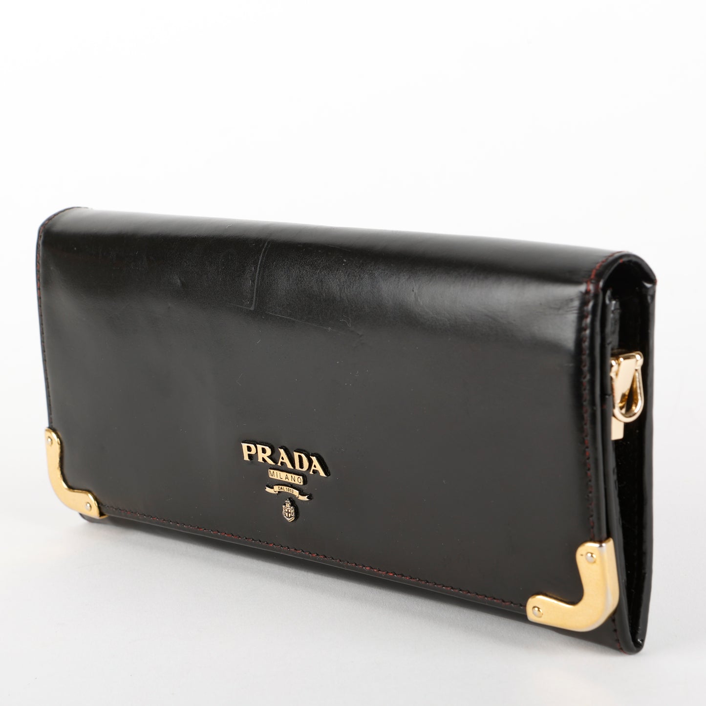 Continental Wallet on Strap, Black Glaze Calfskin (nonbrand strap)
