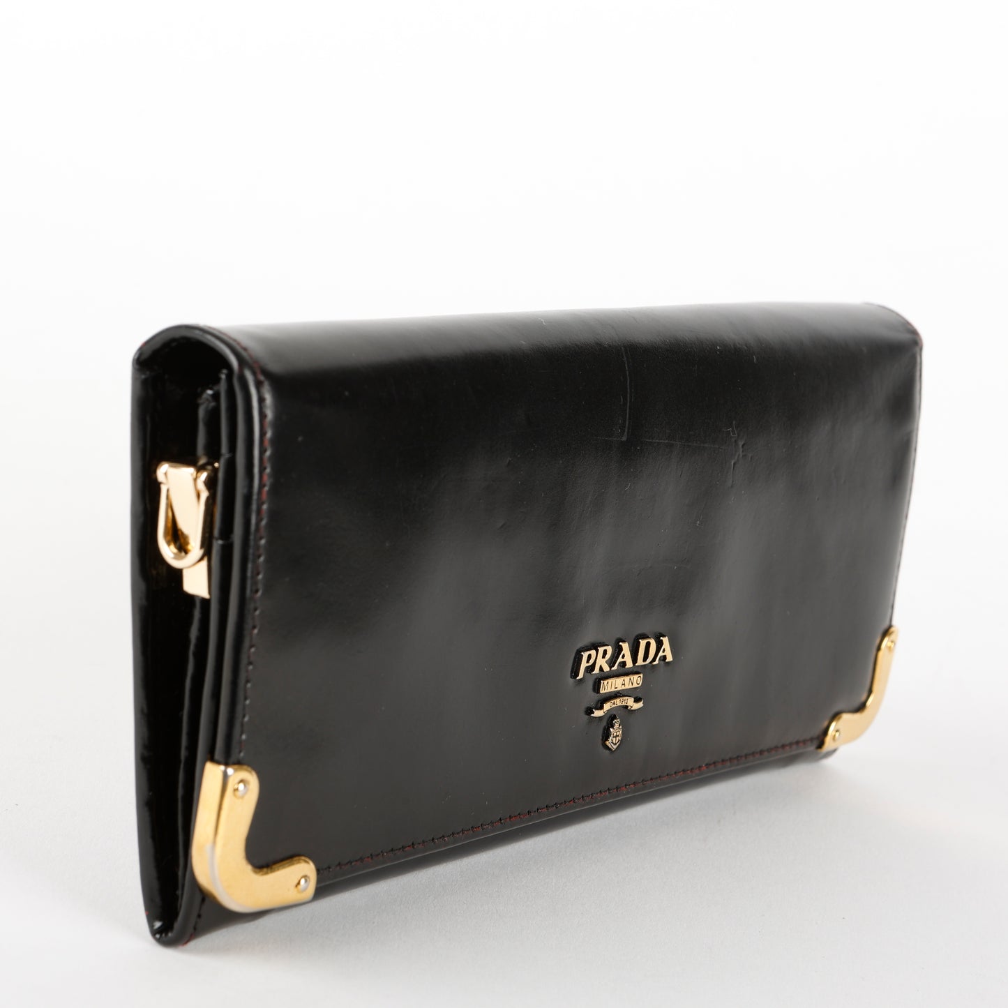 Continental Wallet on Strap, Black Glaze Calfskin (nonbrand strap)