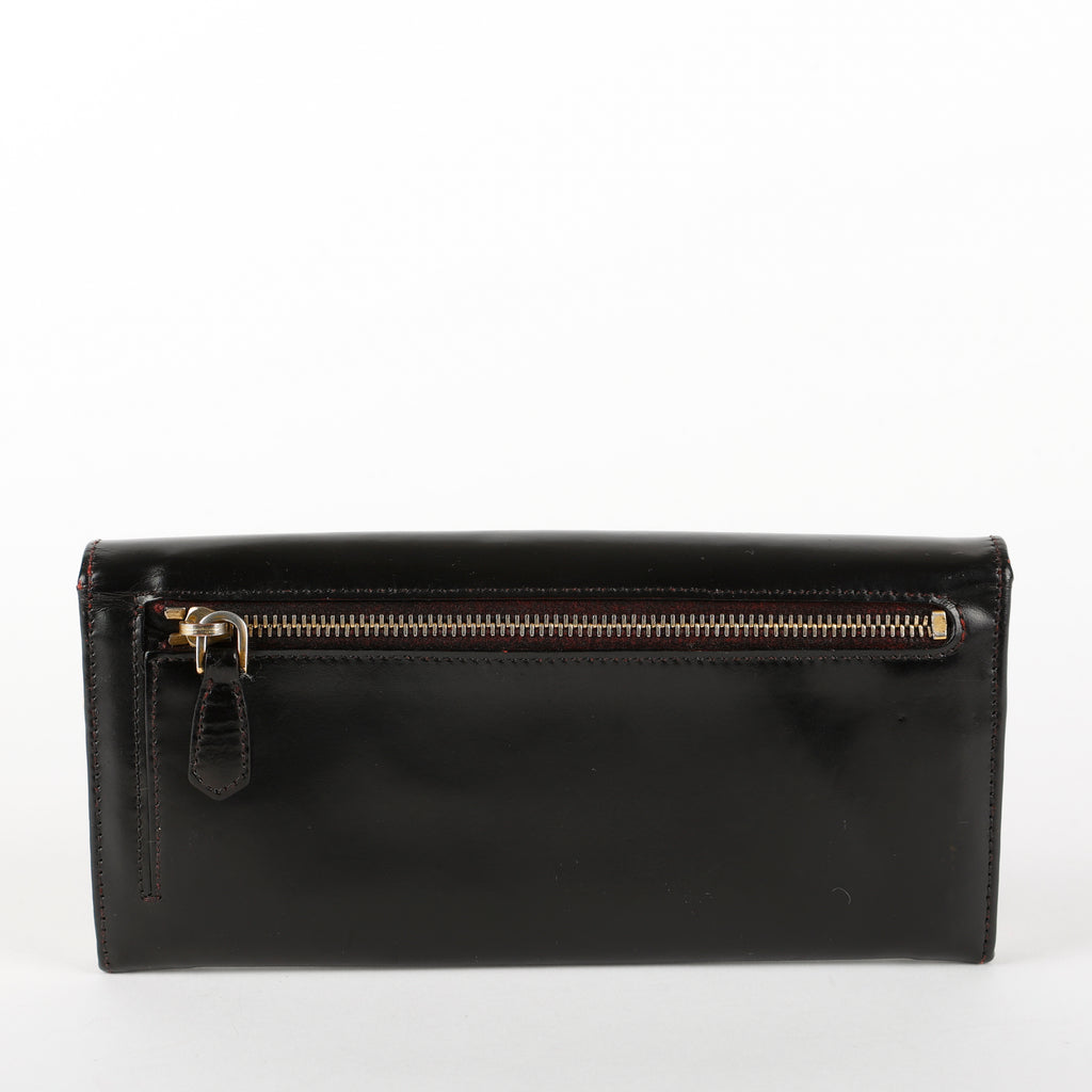 Continental Wallet on Strap, Black Glaze Calfskin (nonbrand strap)